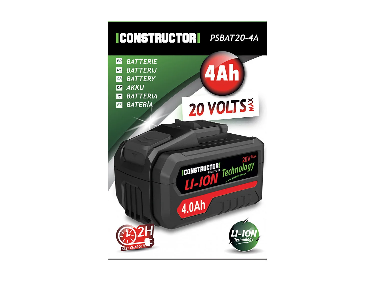 Batterie Lithium Max 20V 4Ah Constructor