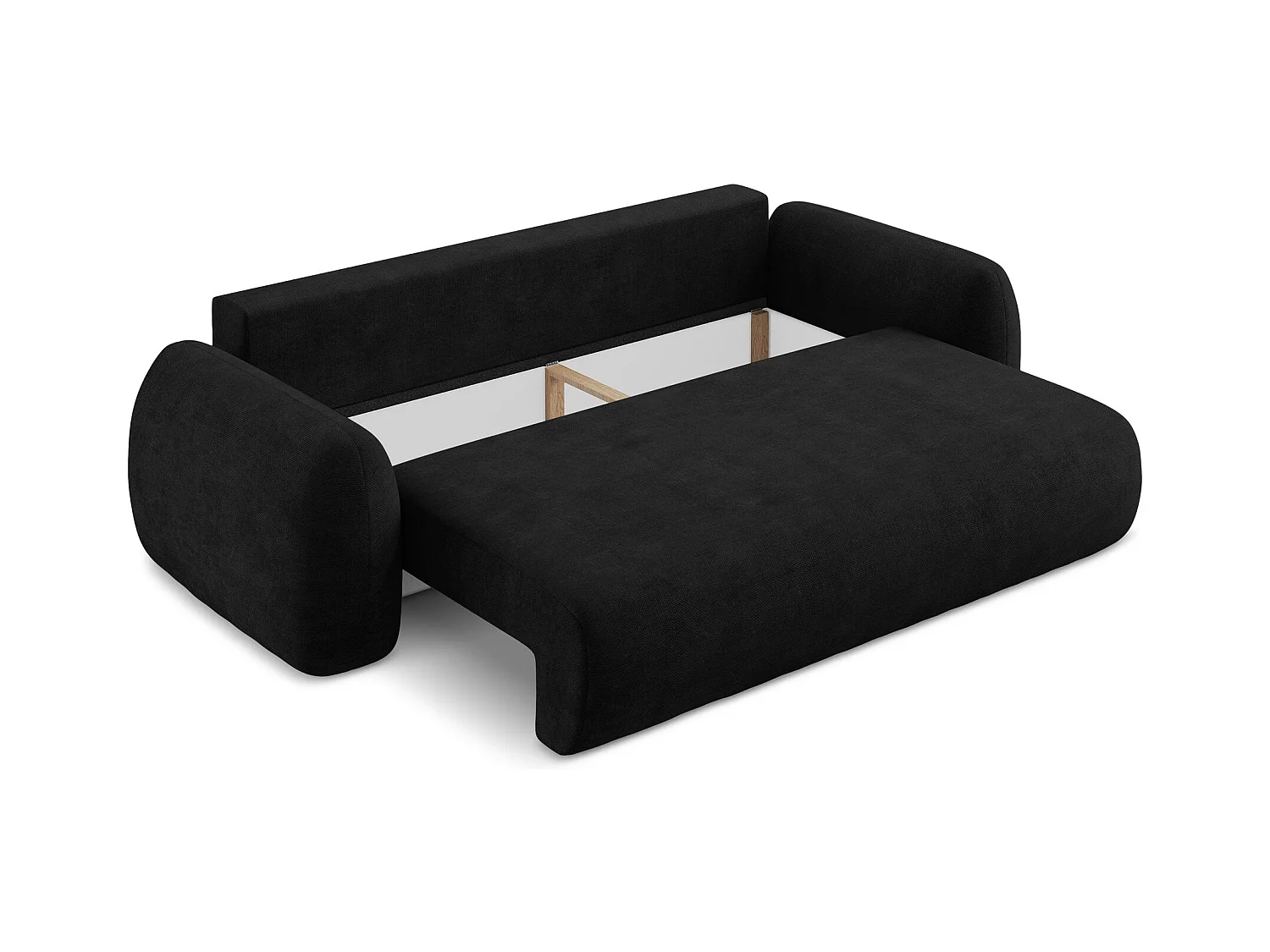 Canapé 3 places convertible en tissu chenille - noir - LOHI