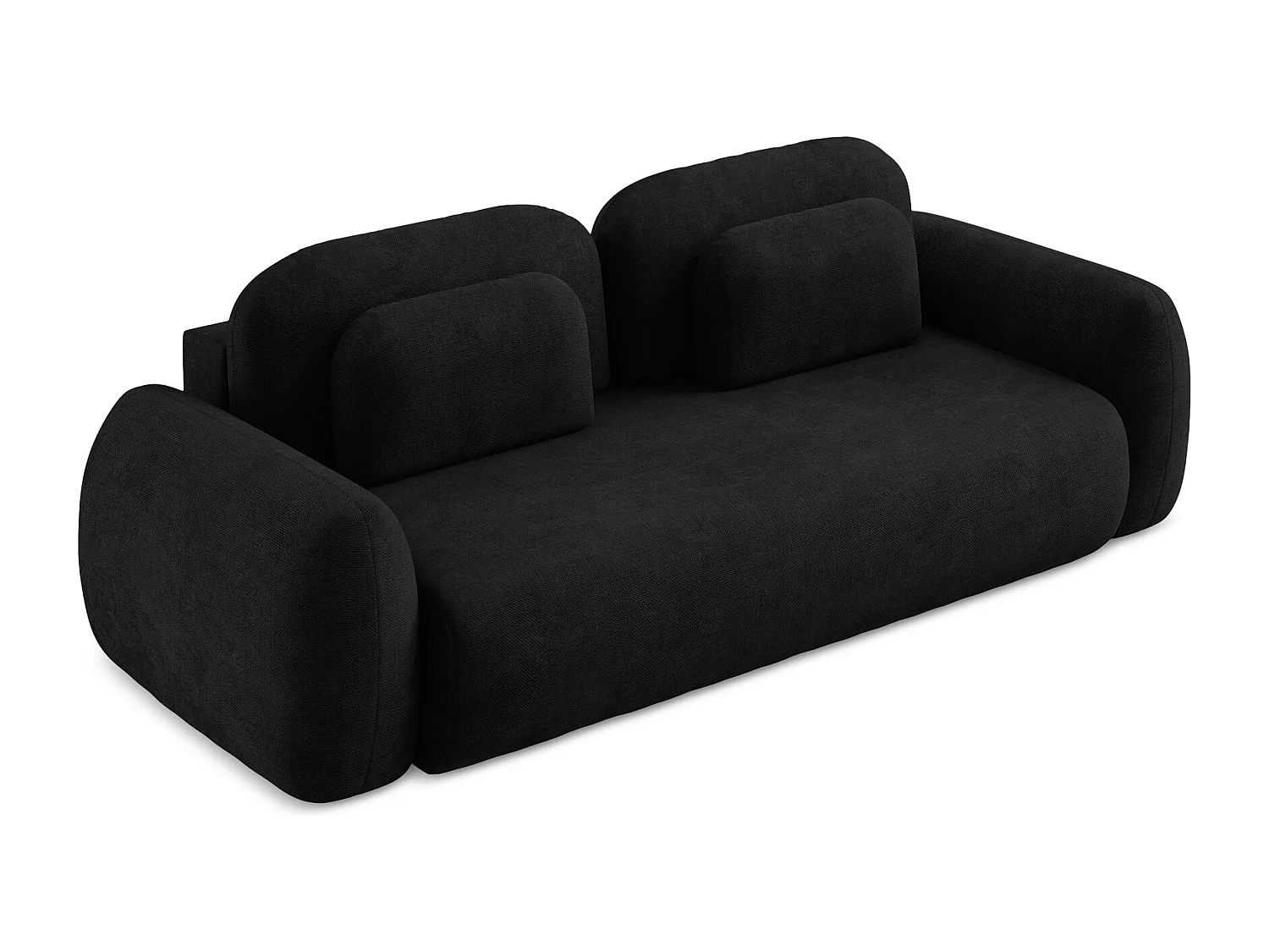 Canapé 3 places convertible en tissu chenille - noir - LOHI