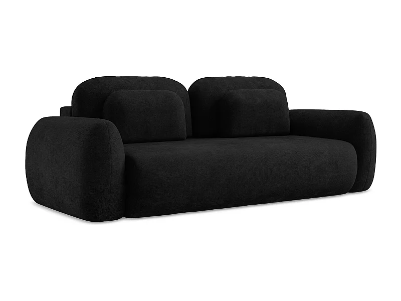 3-Sitzer Sofa mit Schlaffunktion - Chenille - Schwarz - LOHI