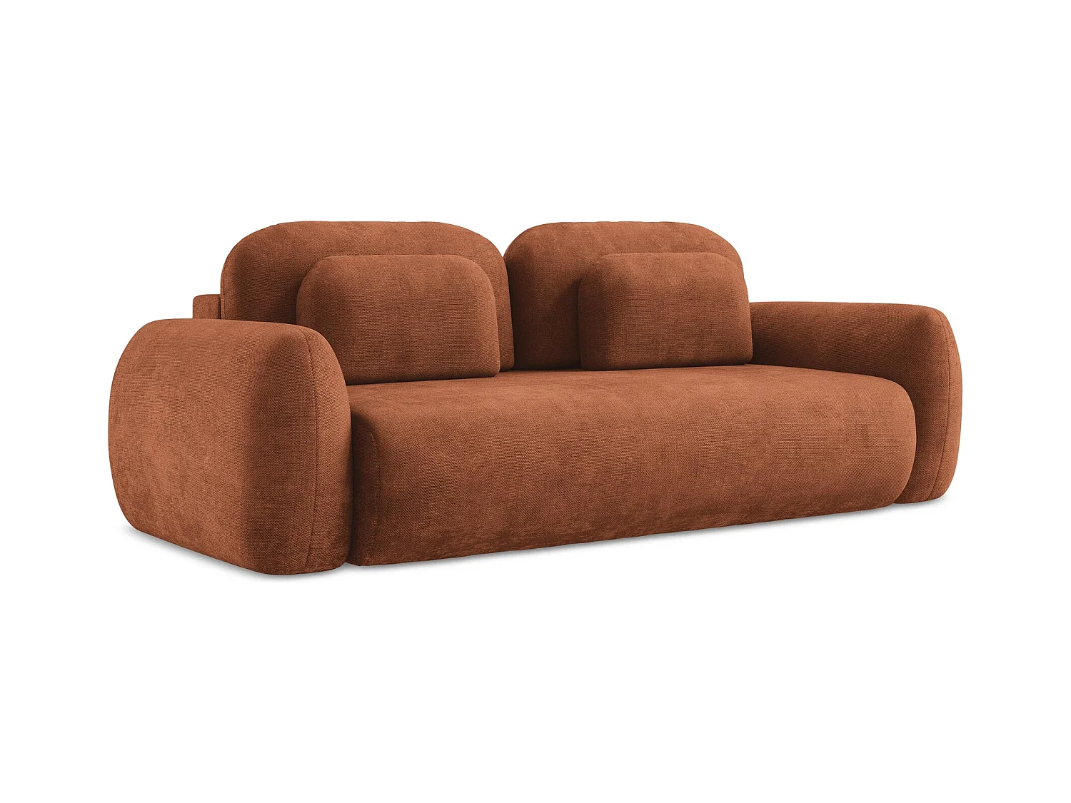 3-Sitzer Sofa mit Schlaffunktion - Chenille - Terrakotta - LOHI