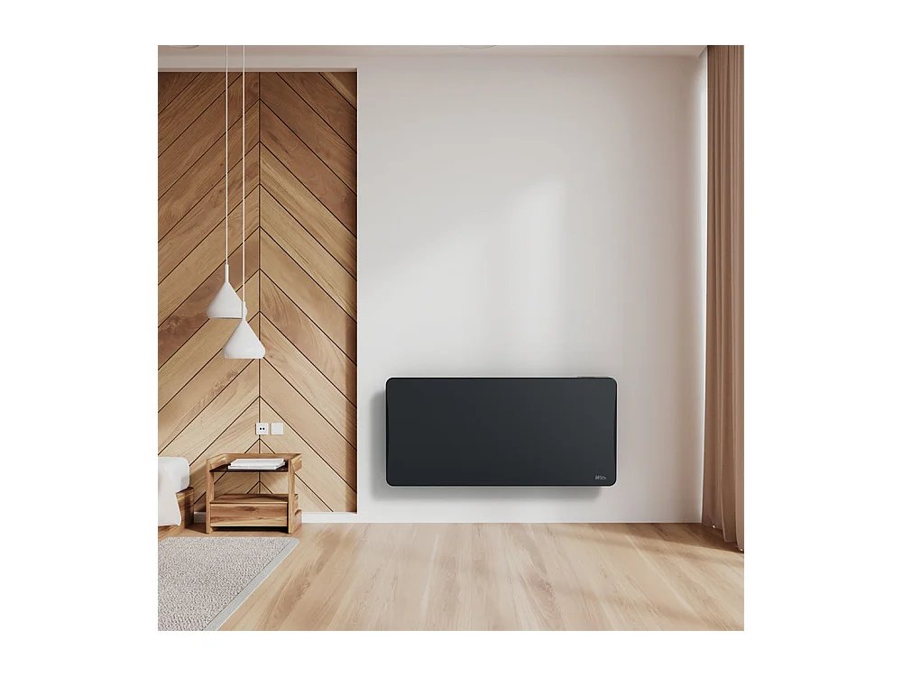 Radiateur à inertie sèche en pierre céramique 2000 W, mural, noir - Thermostat LCD