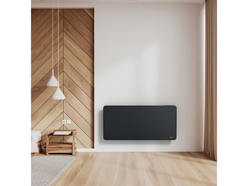 Droog keramisch inertieradiator 2000 W, wandmontage, zwart - LCD-thermostaat