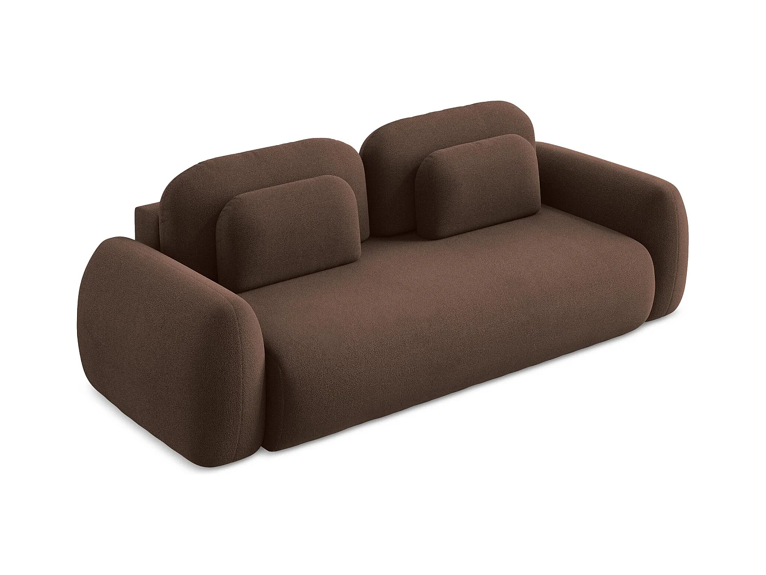 Canapé 3 places convertible en tissu bouclette - taupe - LOHI