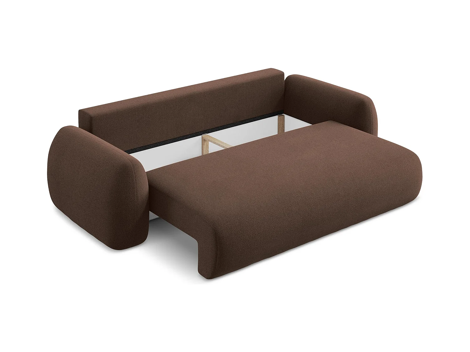 Canapé 3 places convertible en tissu bouclette - taupe - LOHI