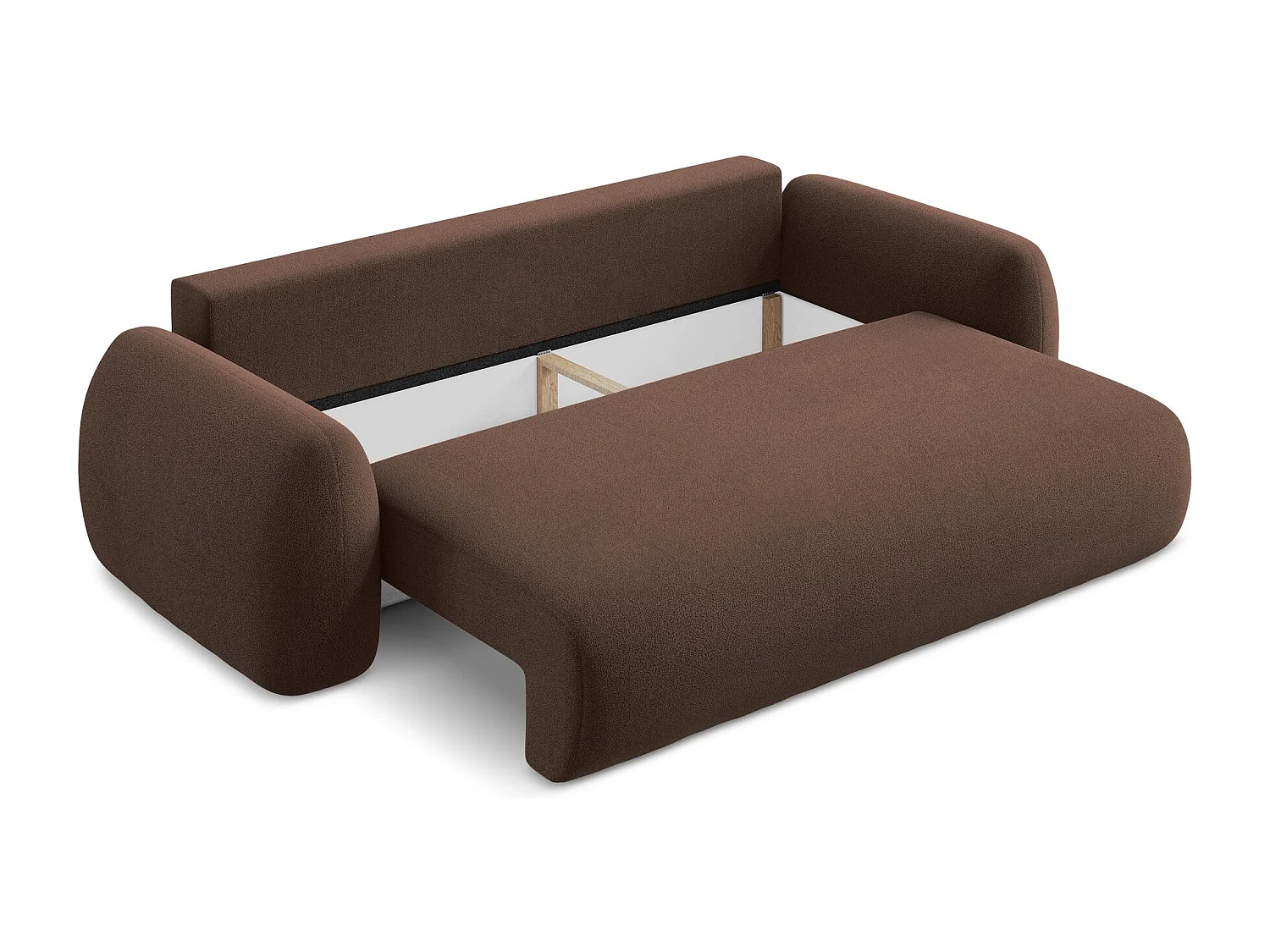Canapé 3 places convertible en tissu bouclette - taupe - LOHI