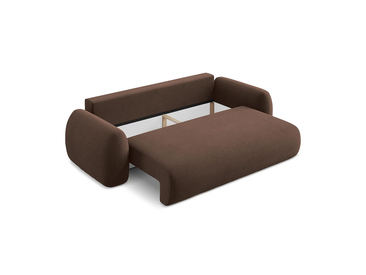 Canapé 3 places convertible en tissu bouclette - taupe - FERRETTI