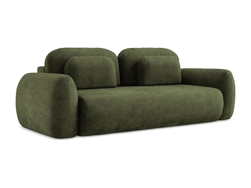 Canapé 3 places convertible en tissu chenille - olive - LOHI