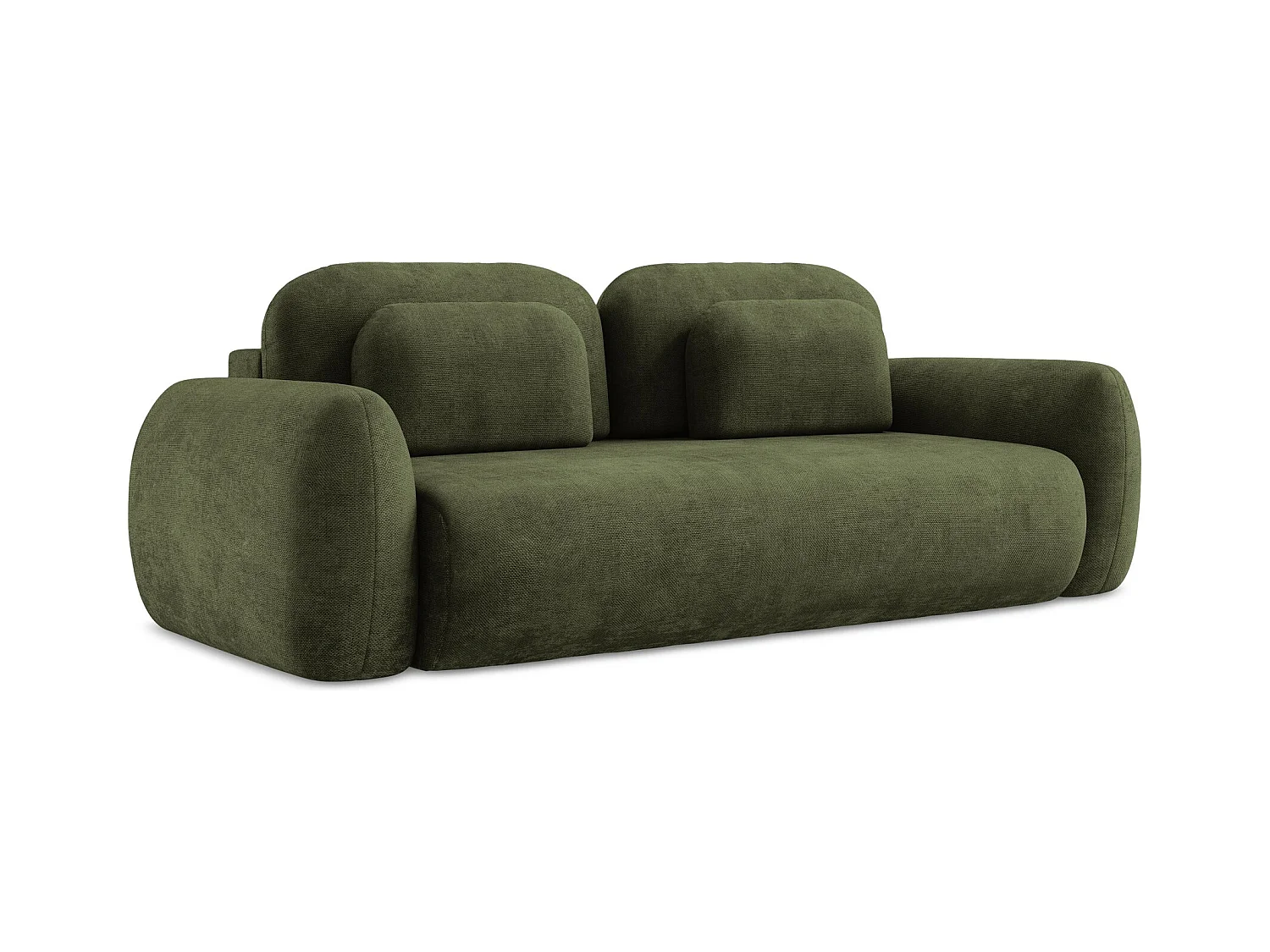 Canapé 3 places convertible en tissu chenille - olive - LOHI