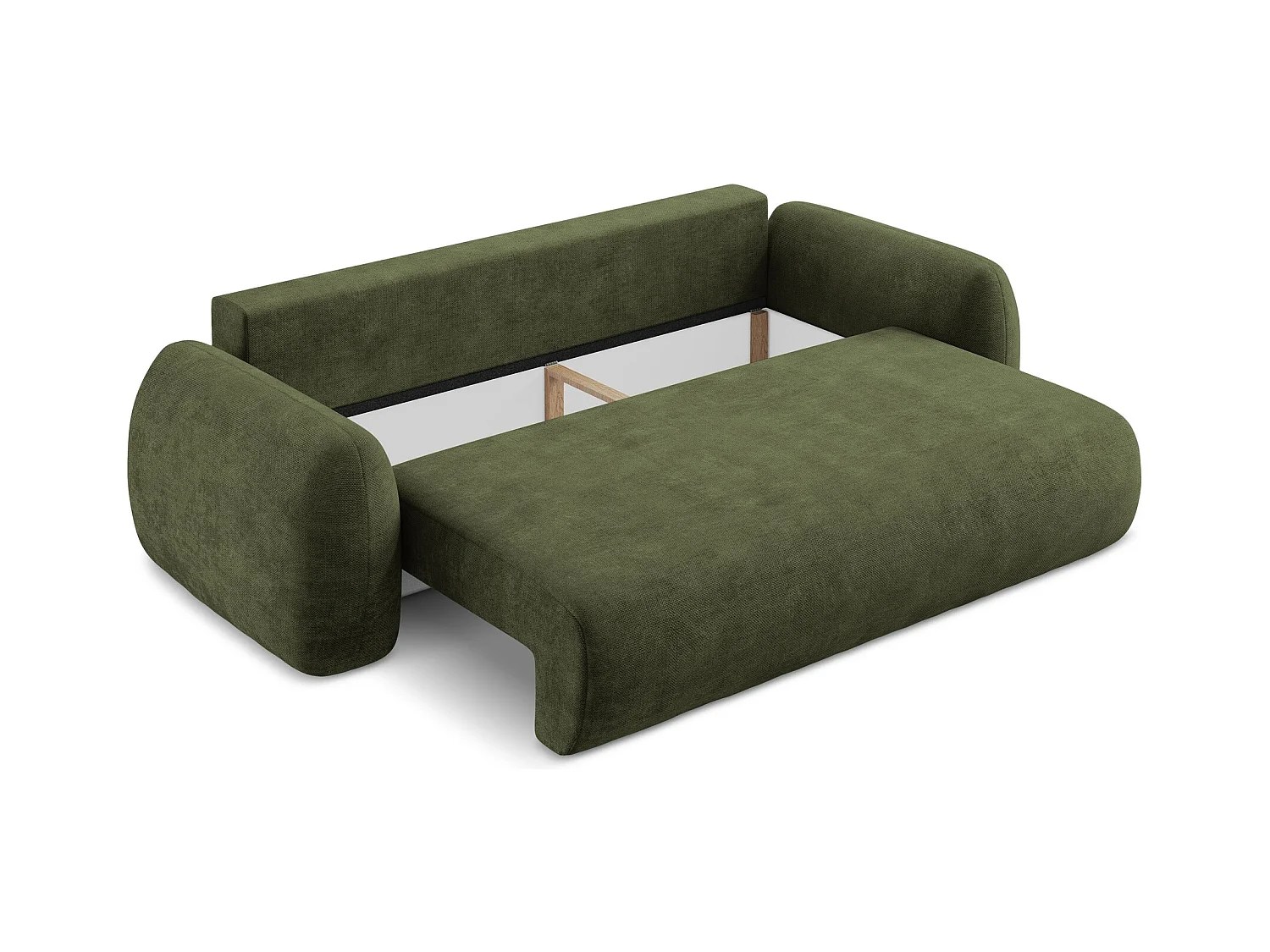 Canapé 3 places convertible en tissu chenille - olive - LOHI