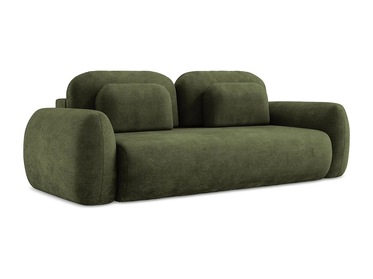Canapé 3 places convertible en tissu chenille - olive - LOHI