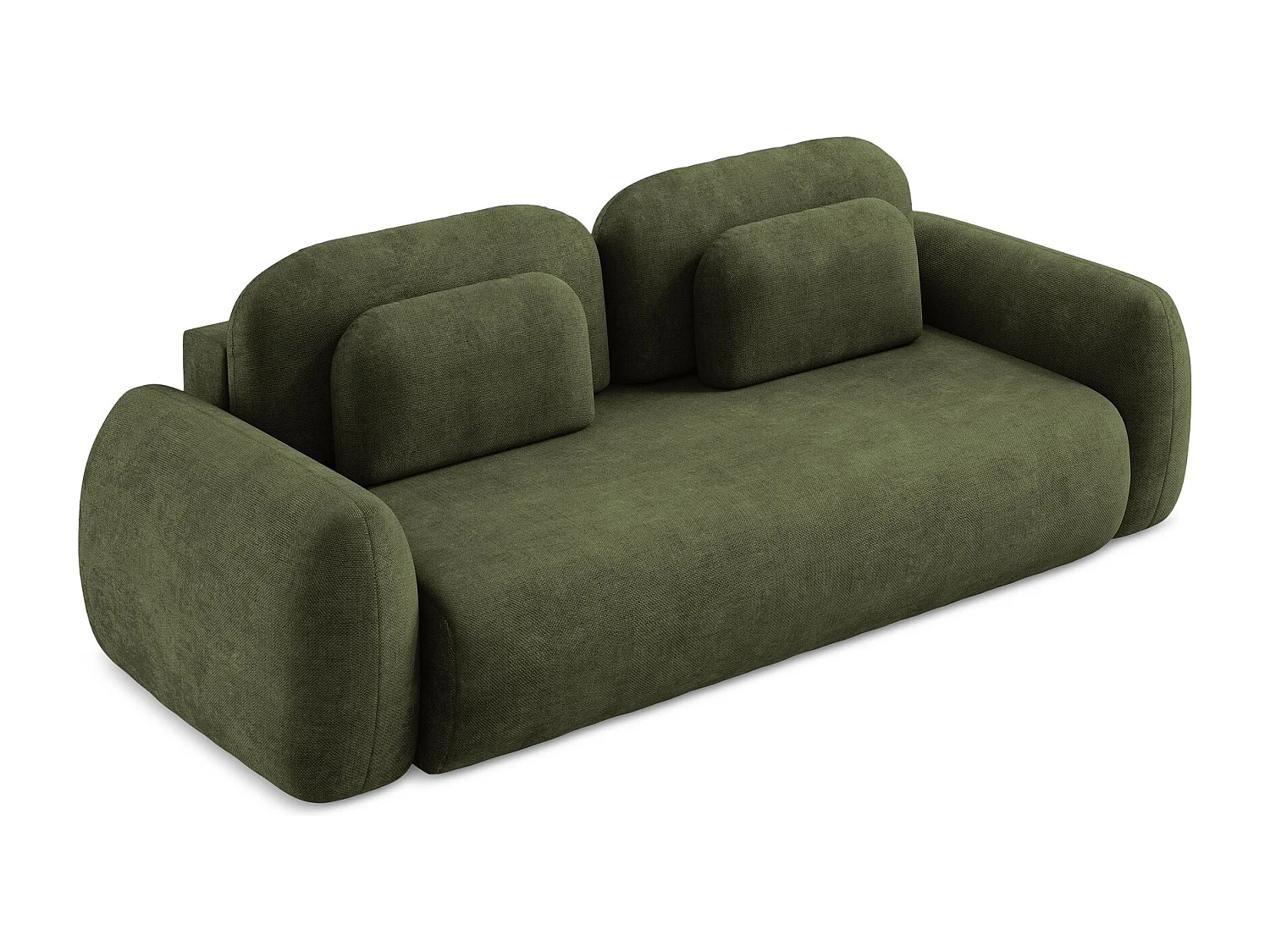 Canapé 3 places convertible en tissu chenille - olive - LOHI