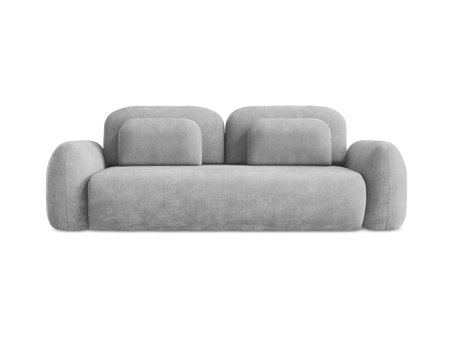 Canapé 3 places convertible en tissu chenille - gris clair - LOHI