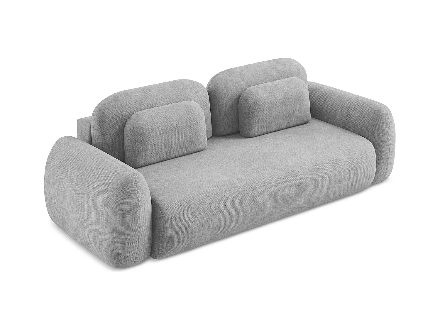 Canapé 3 places convertible en tissu chenille - gris clair - LOHI