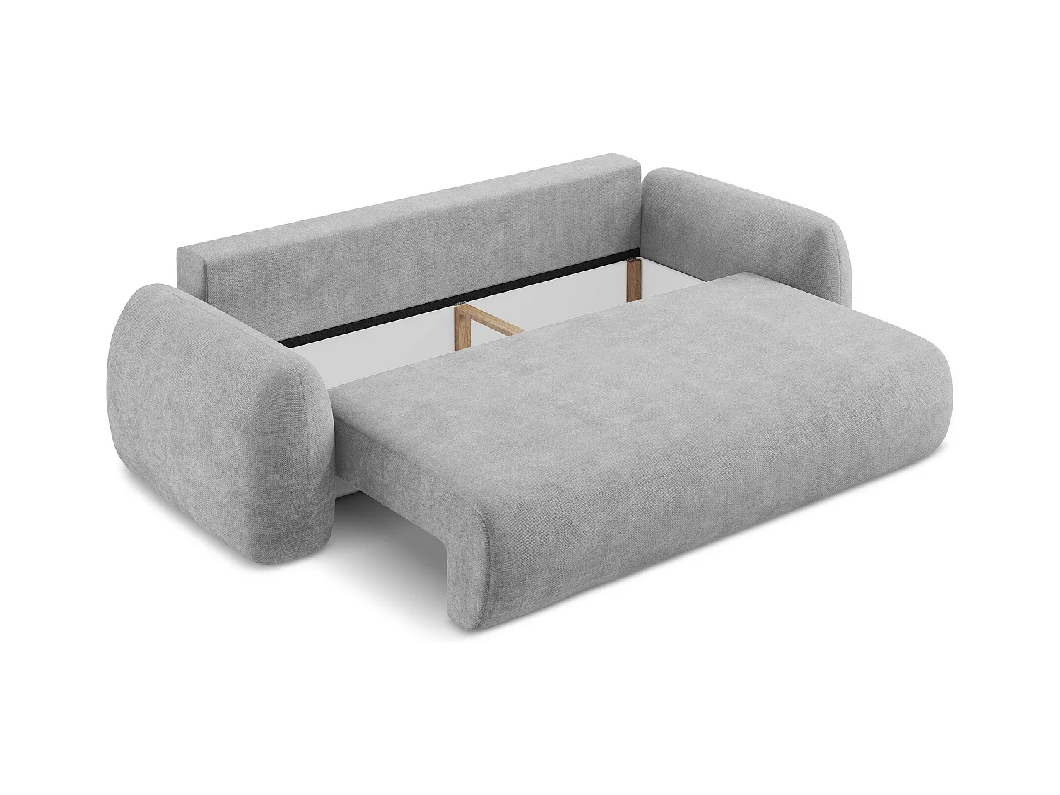 Canapé 3 places convertible en tissu chenille - gris clair - LOHI