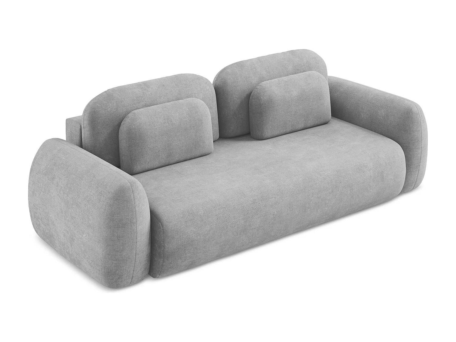 Canapé 3 places convertible en tissu chenille - gris clair - LOHI