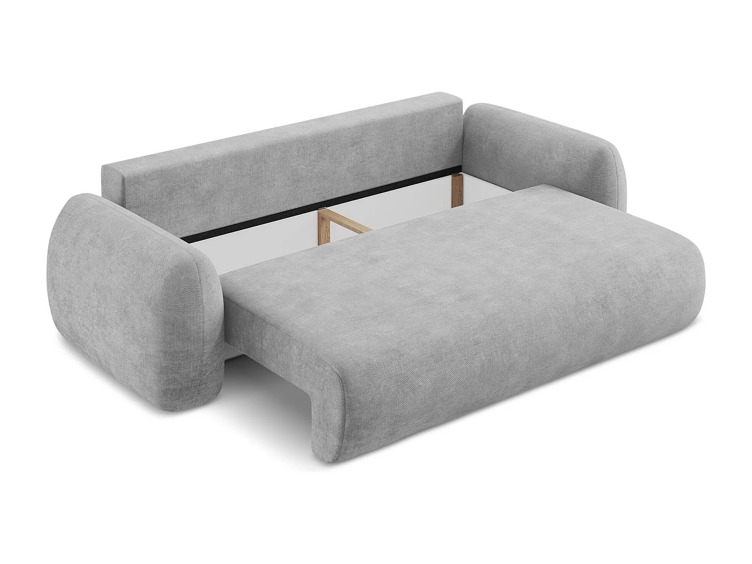 Canapé 3 places convertible en tissu chenille - gris clair - LOHI