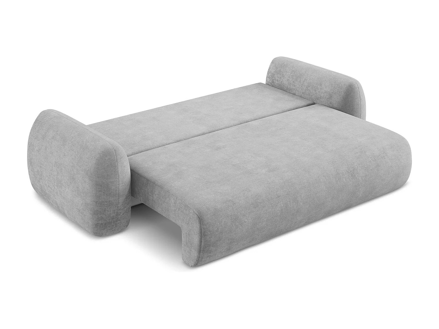 Canapé 3 places convertible en tissu chenille - gris clair - LOHI