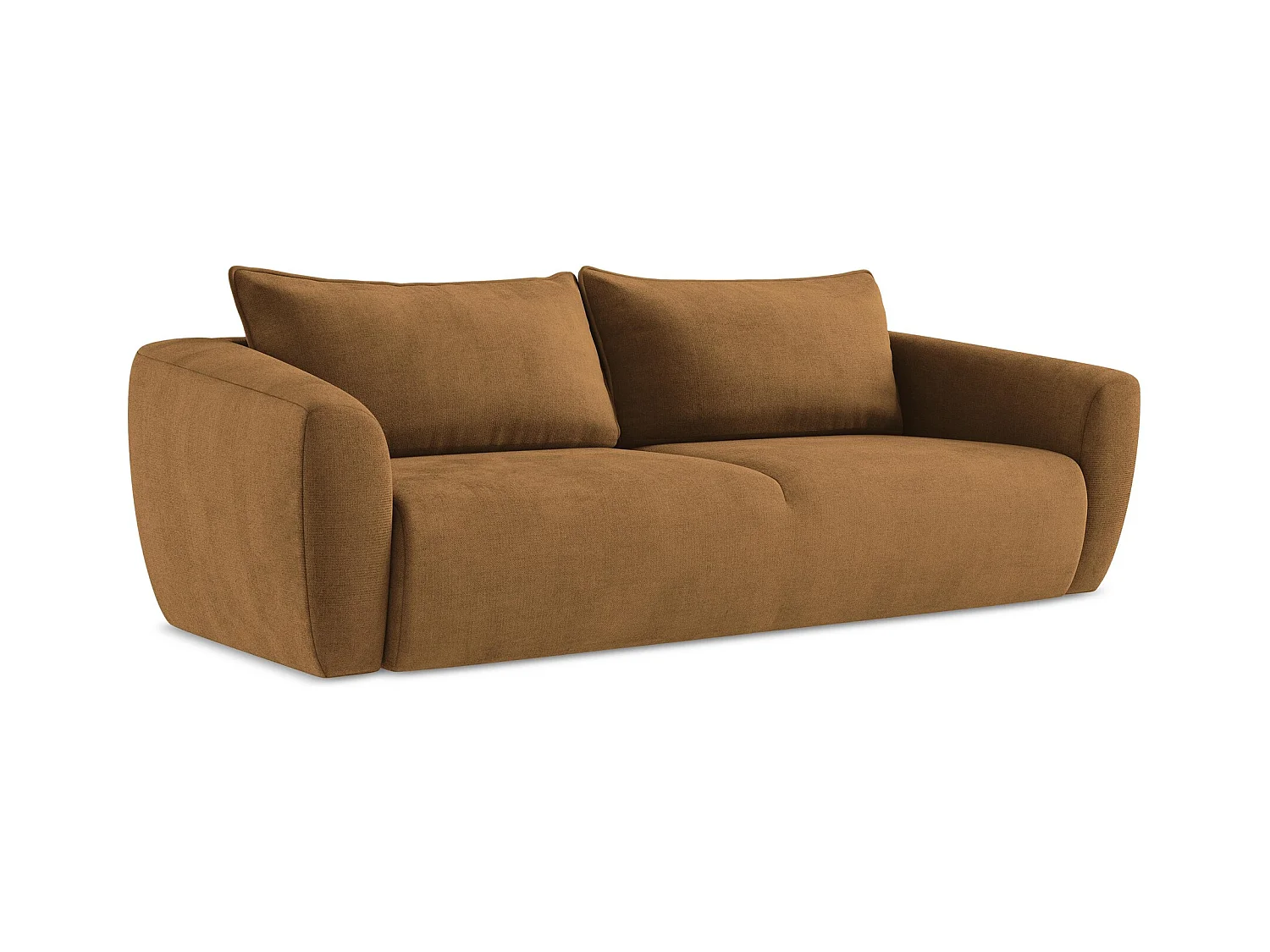 Canapé 3 places convertible en tissu texturé - terre cuite - GUAVA