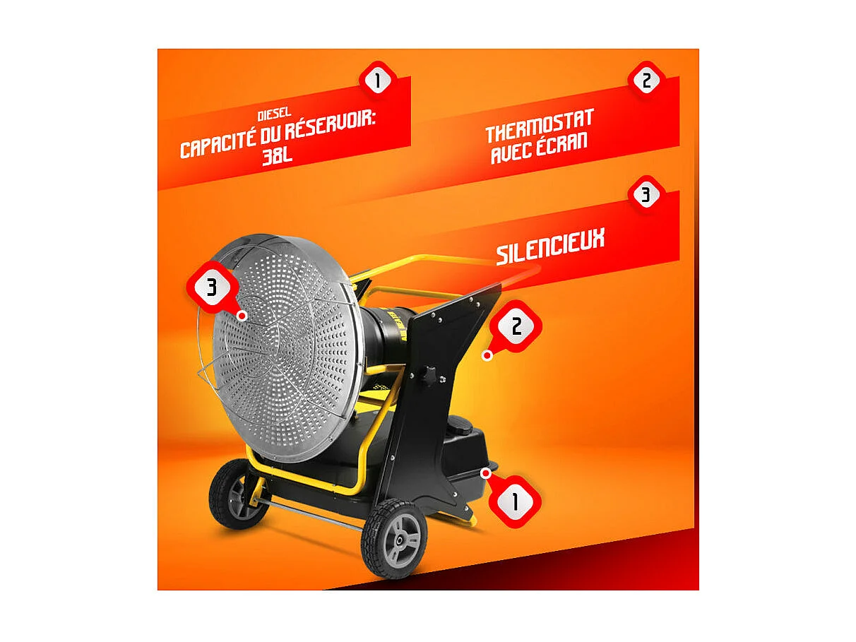 Générateur d'air chaud infrarouge diesel ou pétrole 40KW - Warm Tech