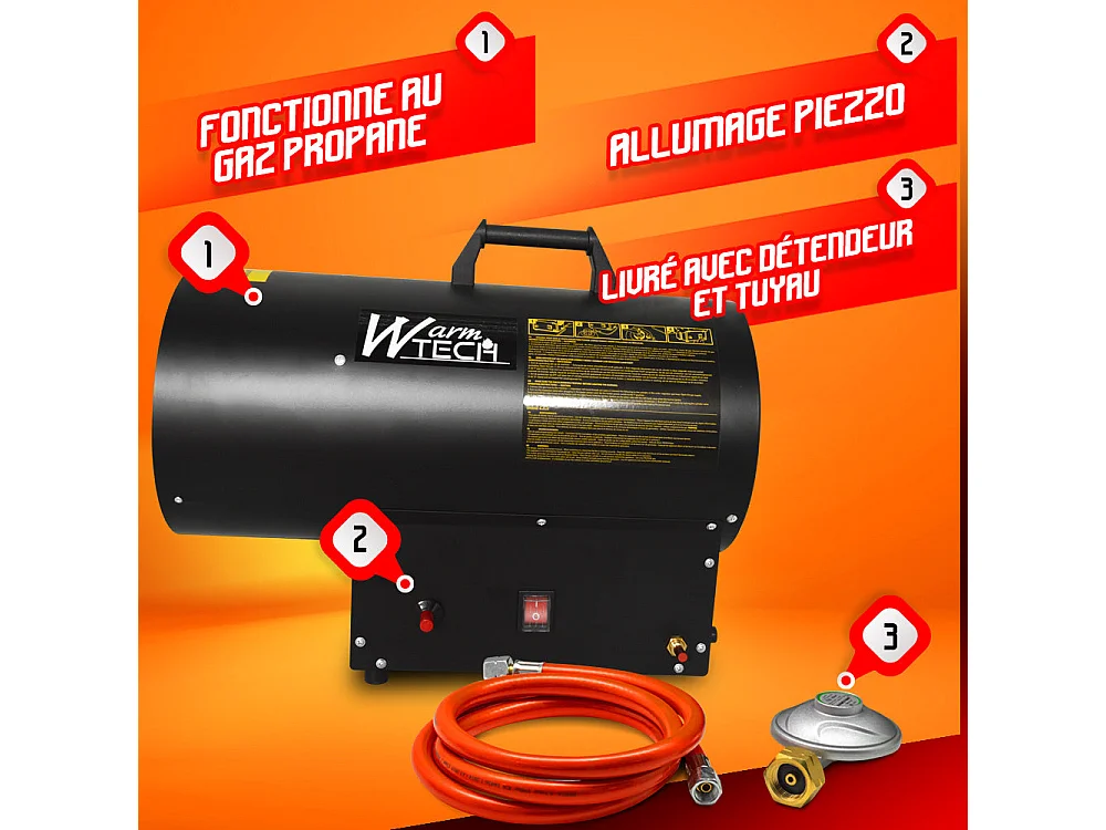 Canon à chaleur au gaz propane 30 KW - WARMTECH