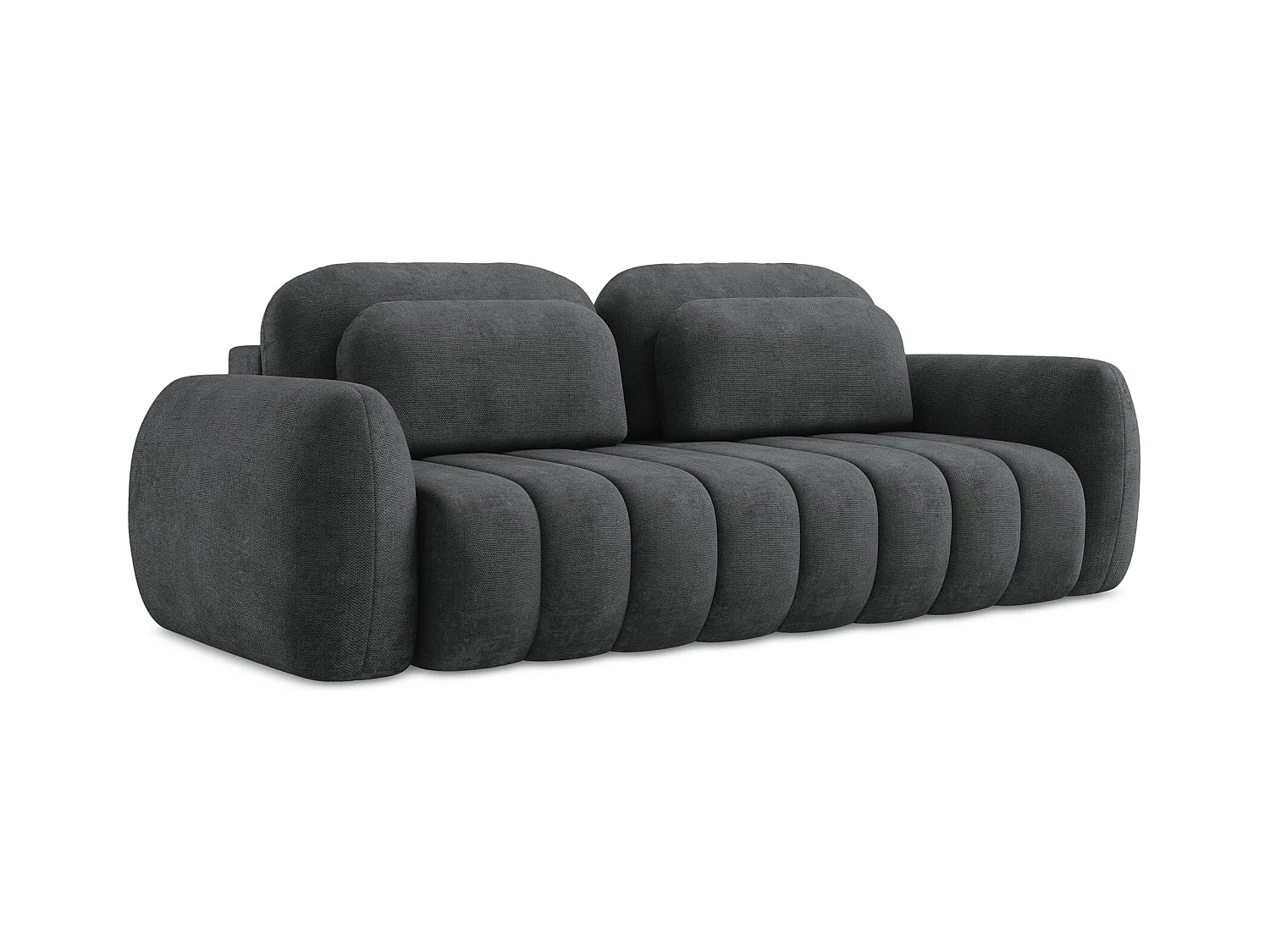 Canapé 3 places convertible en tissu chenille - gris foncé - PELE