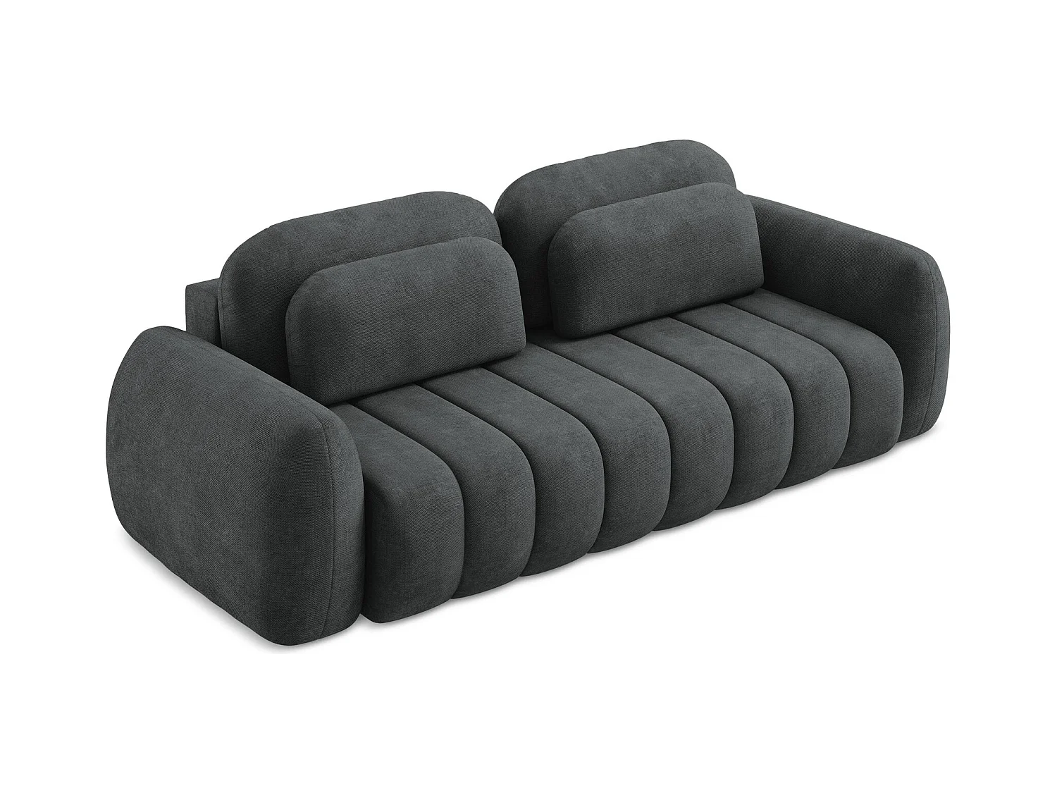 Canapé 3 places convertible en tissu chenille - gris foncé - PELE