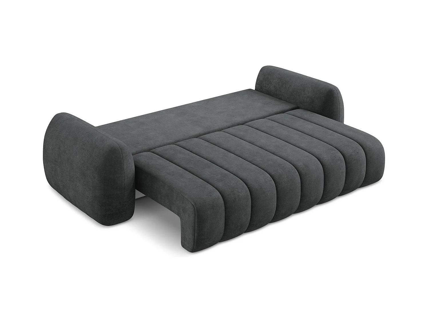 Canapé 3 places convertible en tissu chenille - gris foncé - PELE