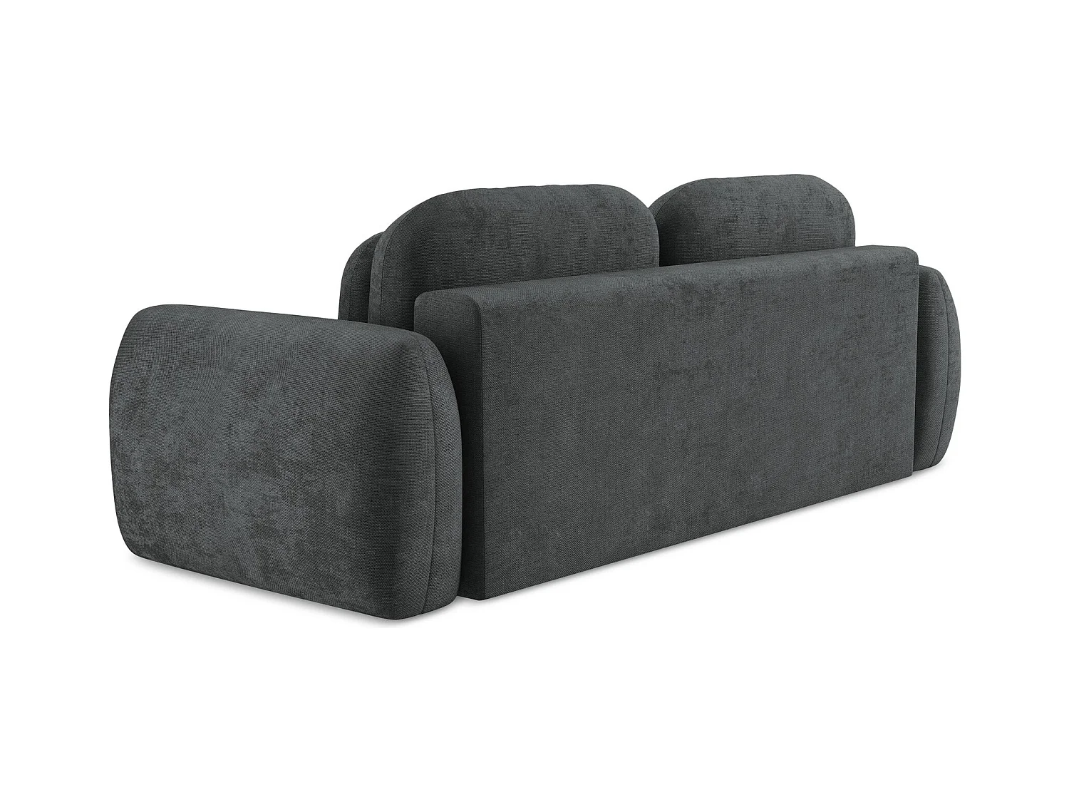 Canapé 3 places convertible en tissu chenille - gris foncé - PELE