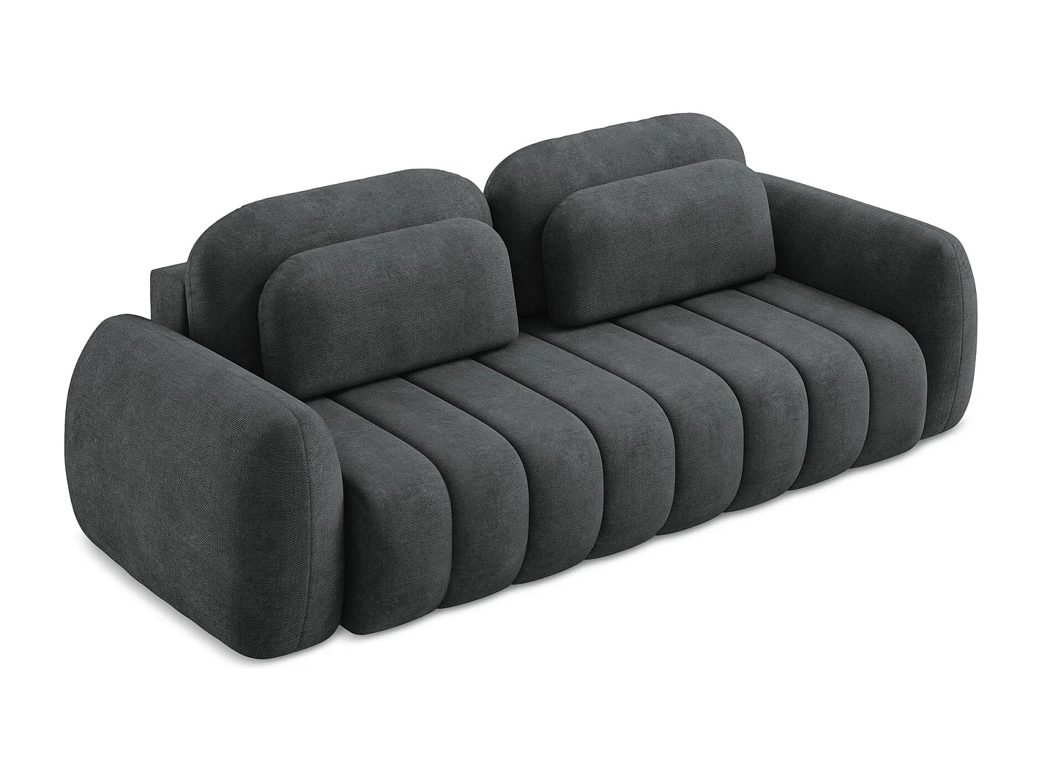 Canapé 3 places convertible en tissu chenille - gris foncé - PELE