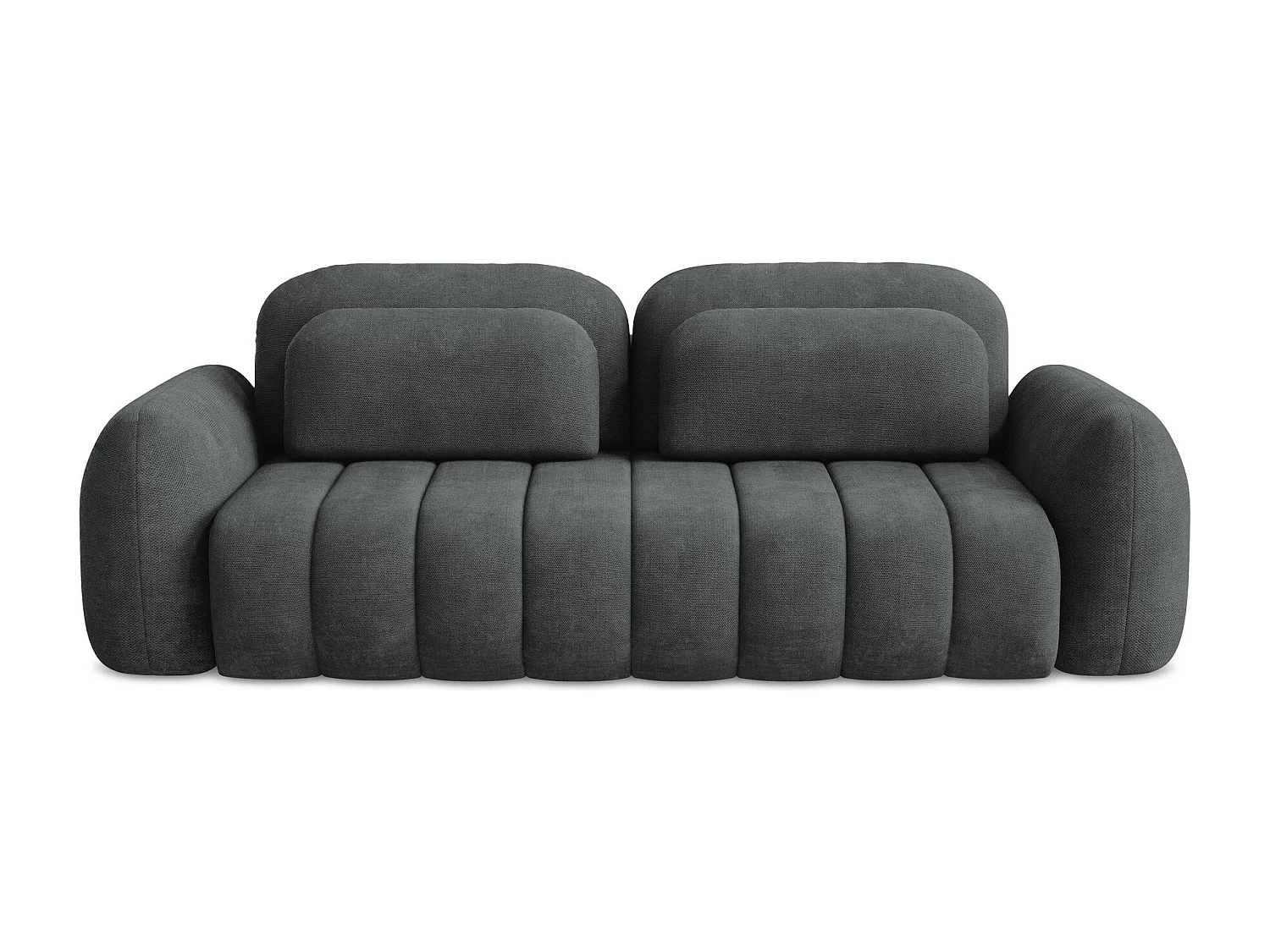 Driezits-slaapbank van donkergrijs chenille stof - PELE