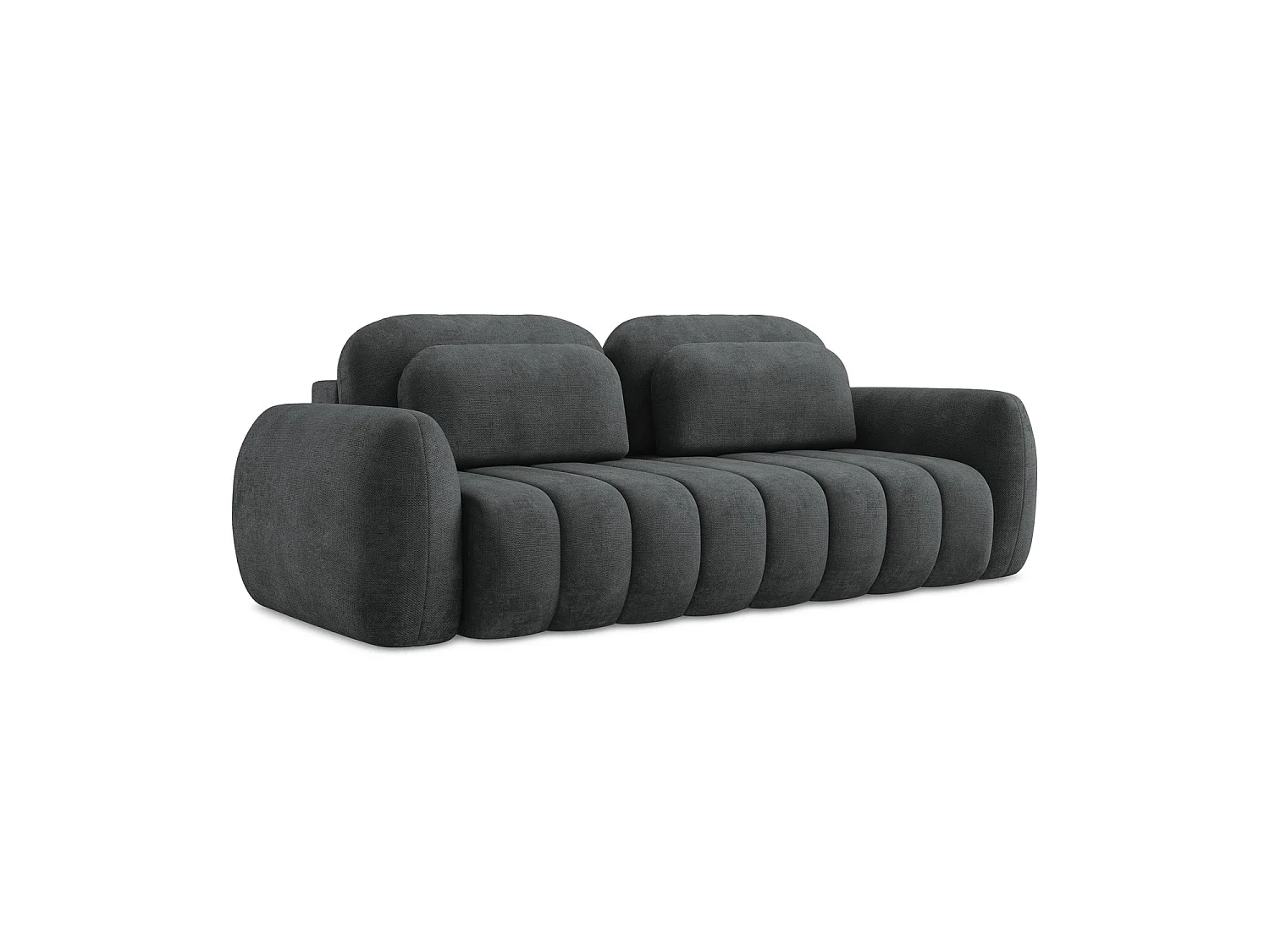Canapé 3 places convertible en tissu chenille - gris foncé - GINOSA