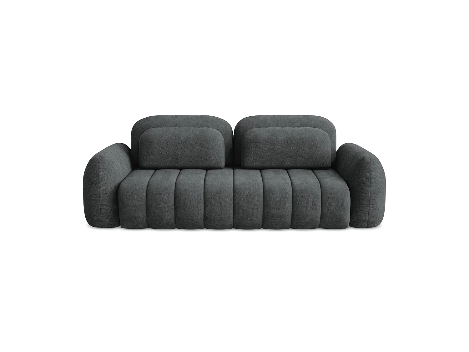 Canapé 3 places convertible en tissu chenille - gris foncé - GINOSA
