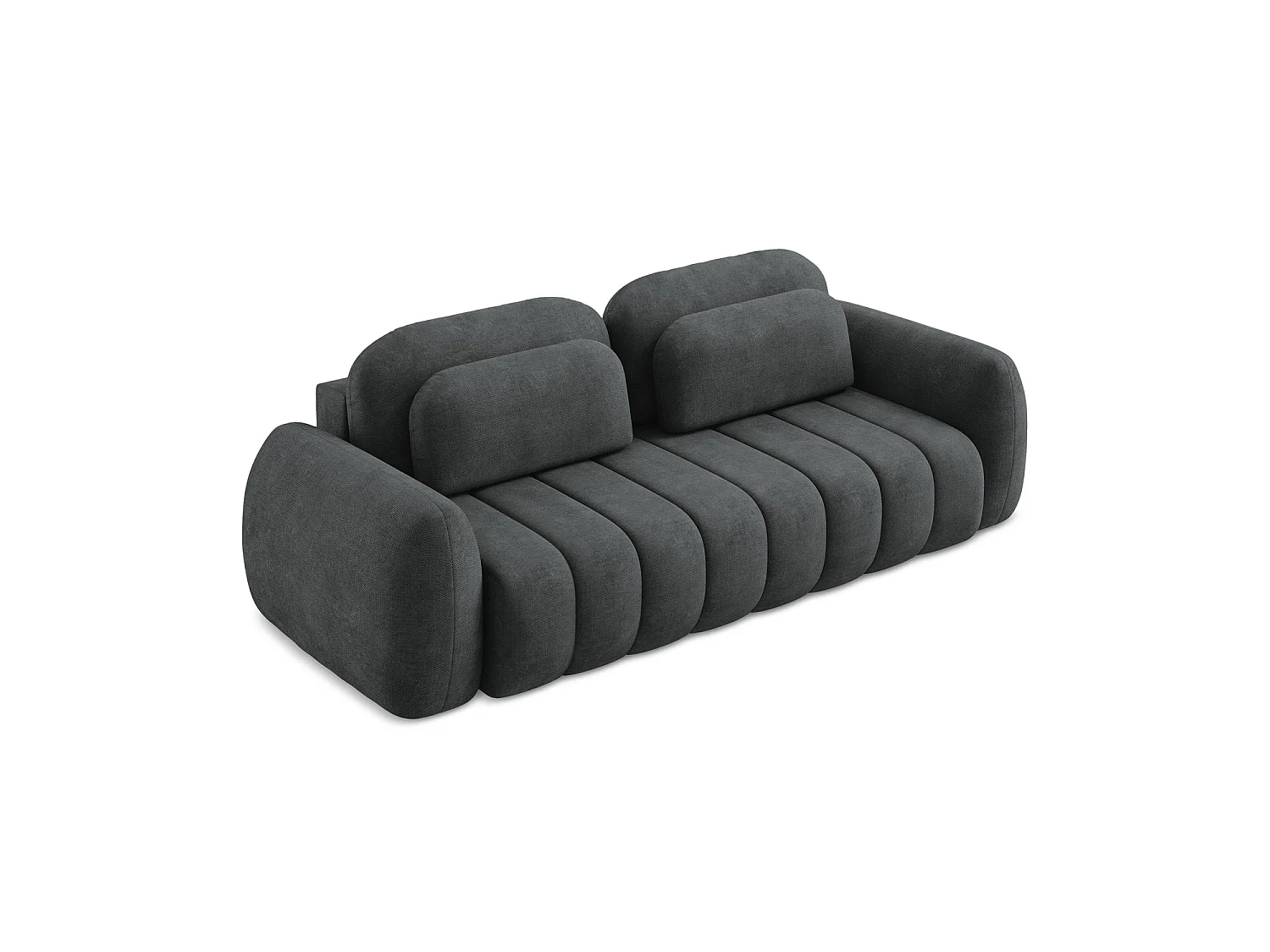 Canapé 3 places convertible en tissu chenille - gris foncé - GINOSA