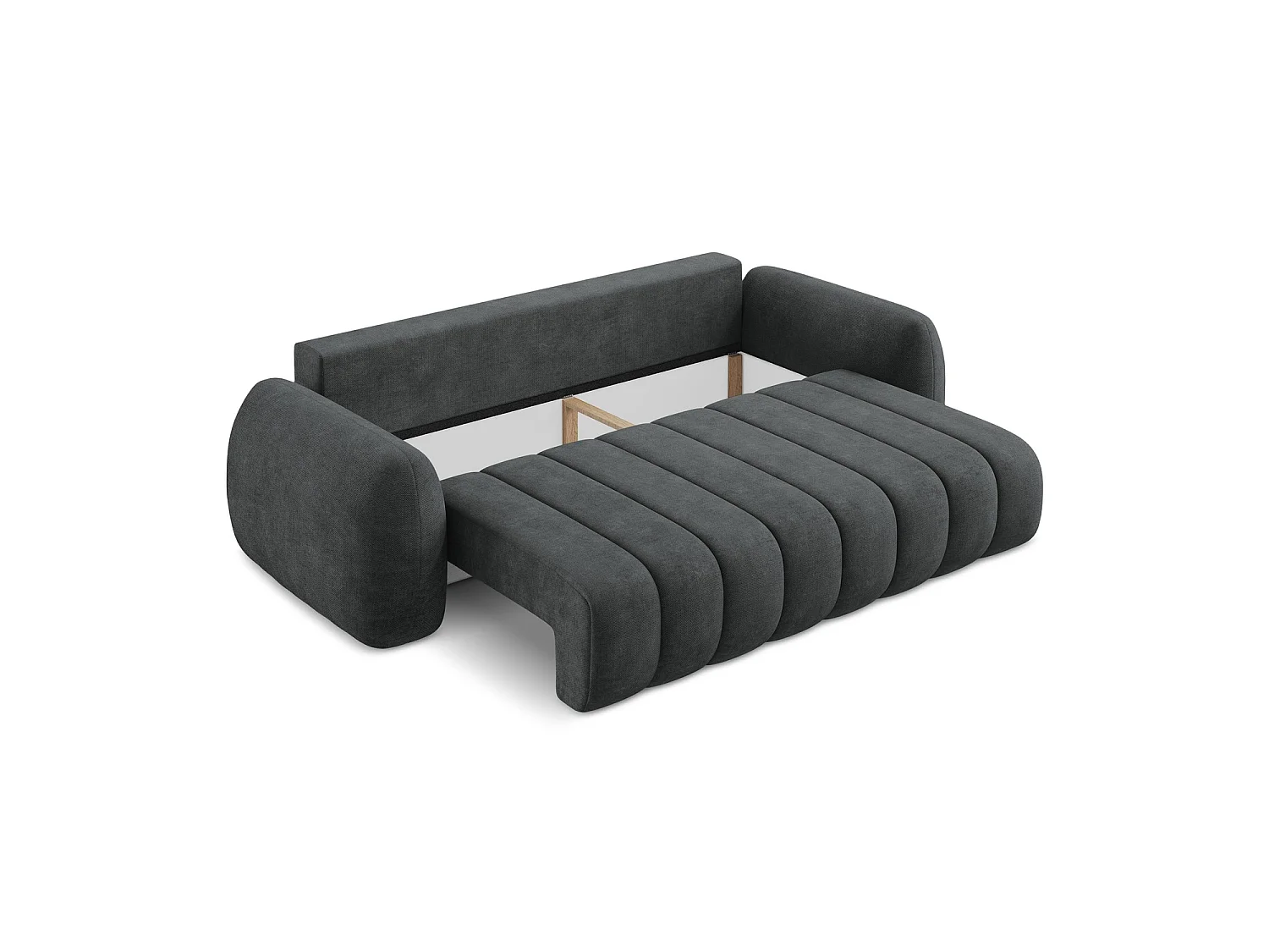 Canapé 3 places convertible en tissu chenille - gris foncé - GINOSA