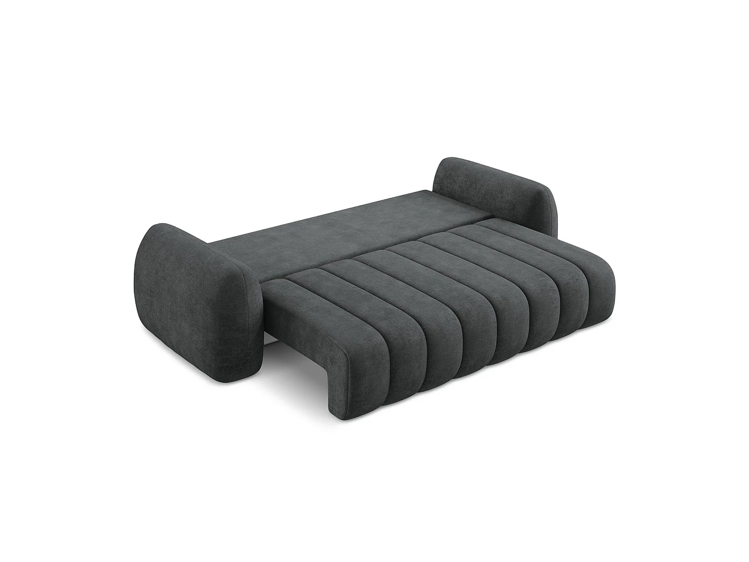 Canapé 3 places convertible en tissu chenille - gris foncé - GINOSA