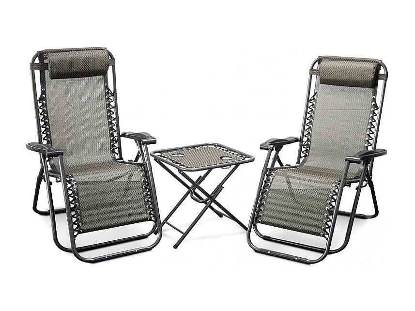 VOUNOT Set van 2 ligstoelen, inklapbaar, voor tuin, zwaartekrachtstoel
