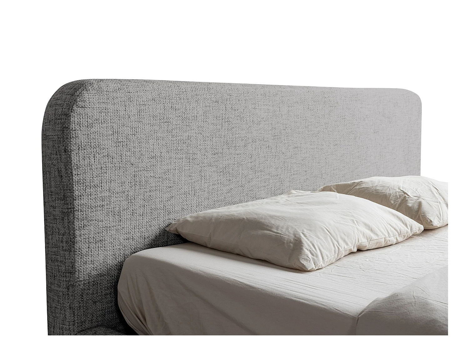 Lit rembourré avec rangement 180 x 222 - en Chenille - gris clair - HANALE