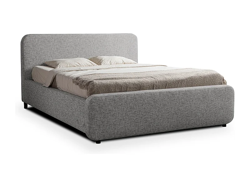 Polsterbed mit Stauraum - 180 x 222 - Chenille - Hellgrau - HANALE