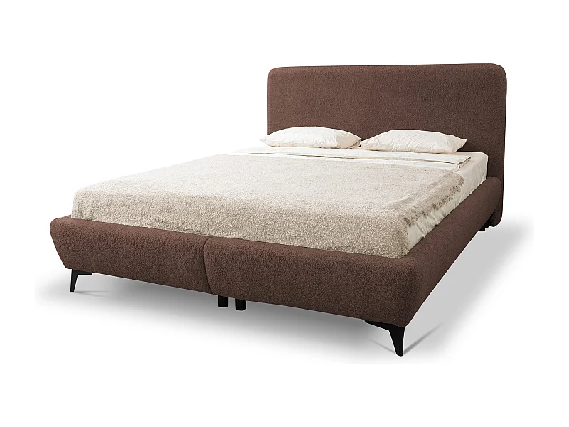Polsterbed mit Stauraum - 177 x 223 - Bouclé - Taupe - MAKAPU