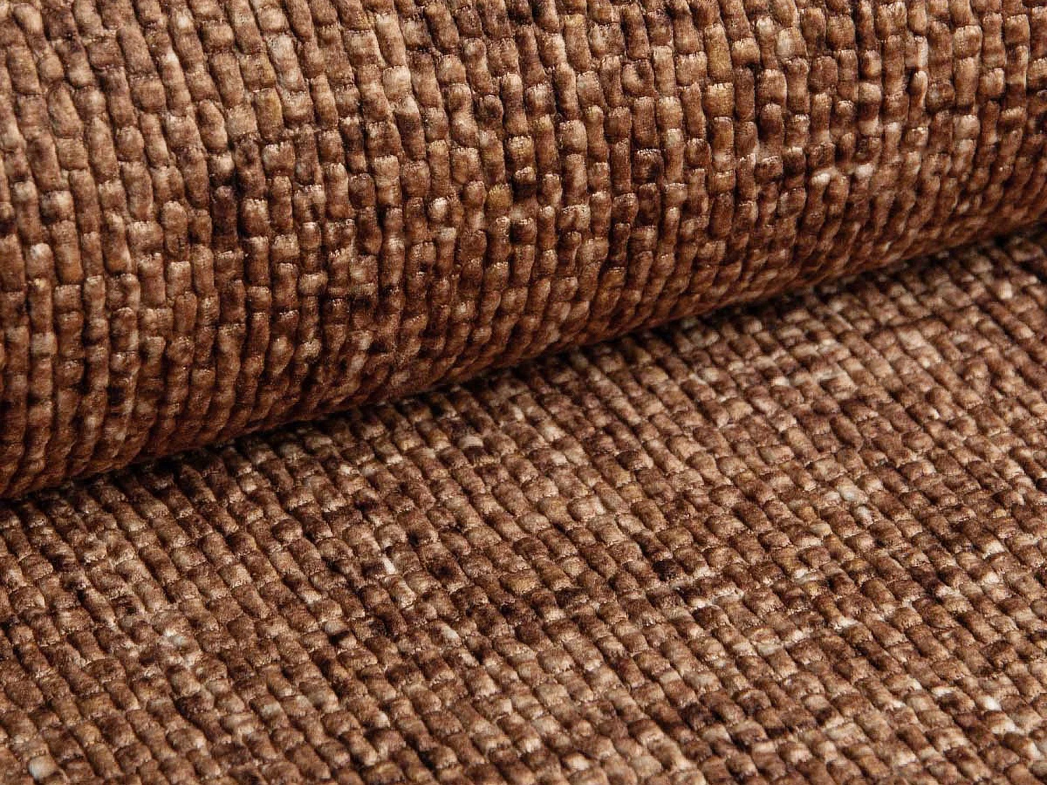 Lit rembourré avec rangement 200 x 222 - en Chenille - terre cuite - HANALE