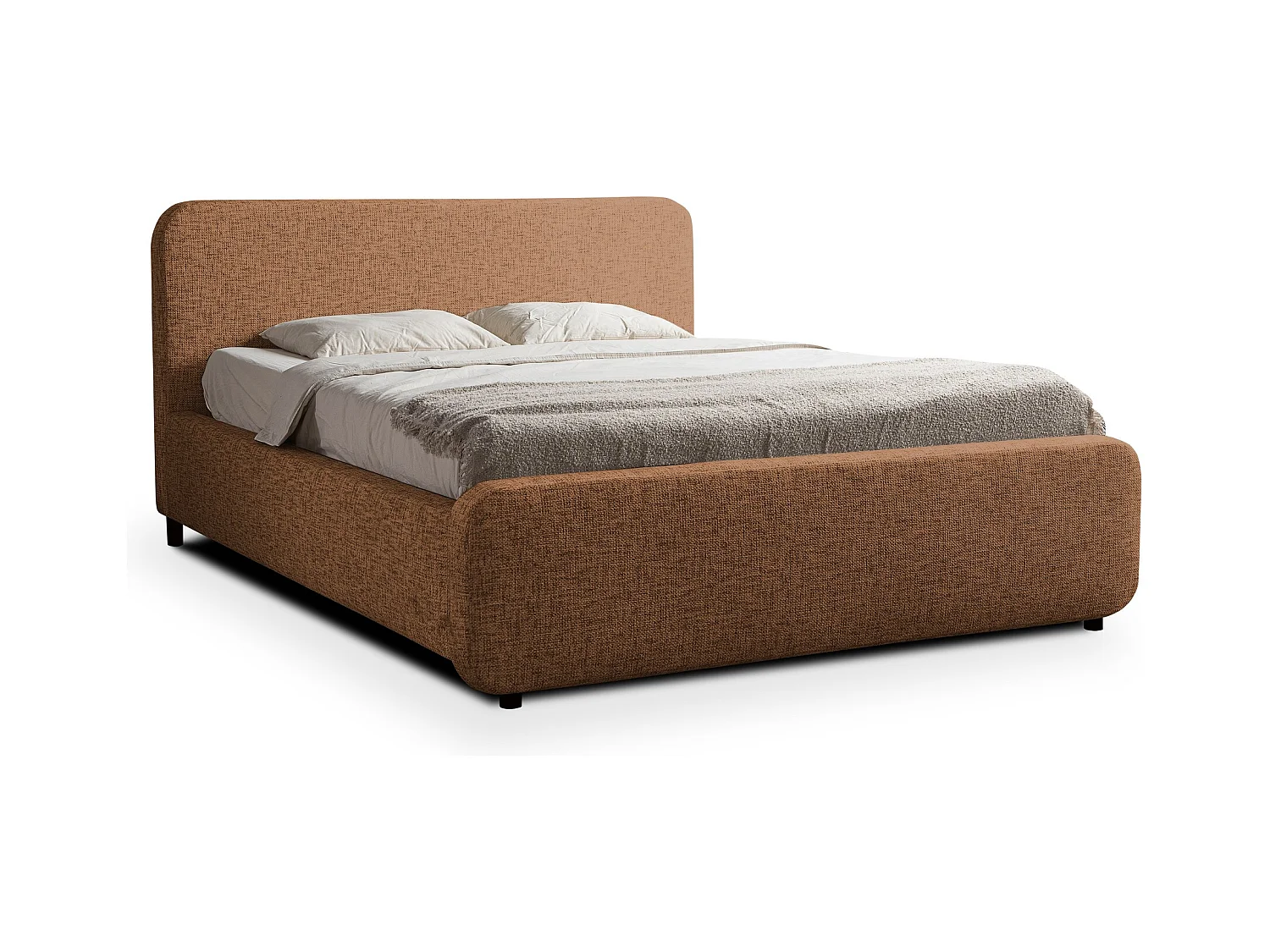 Polsterbed mit Stauraum - 200 x 222 - Chenille - Terrakotta - HANALE