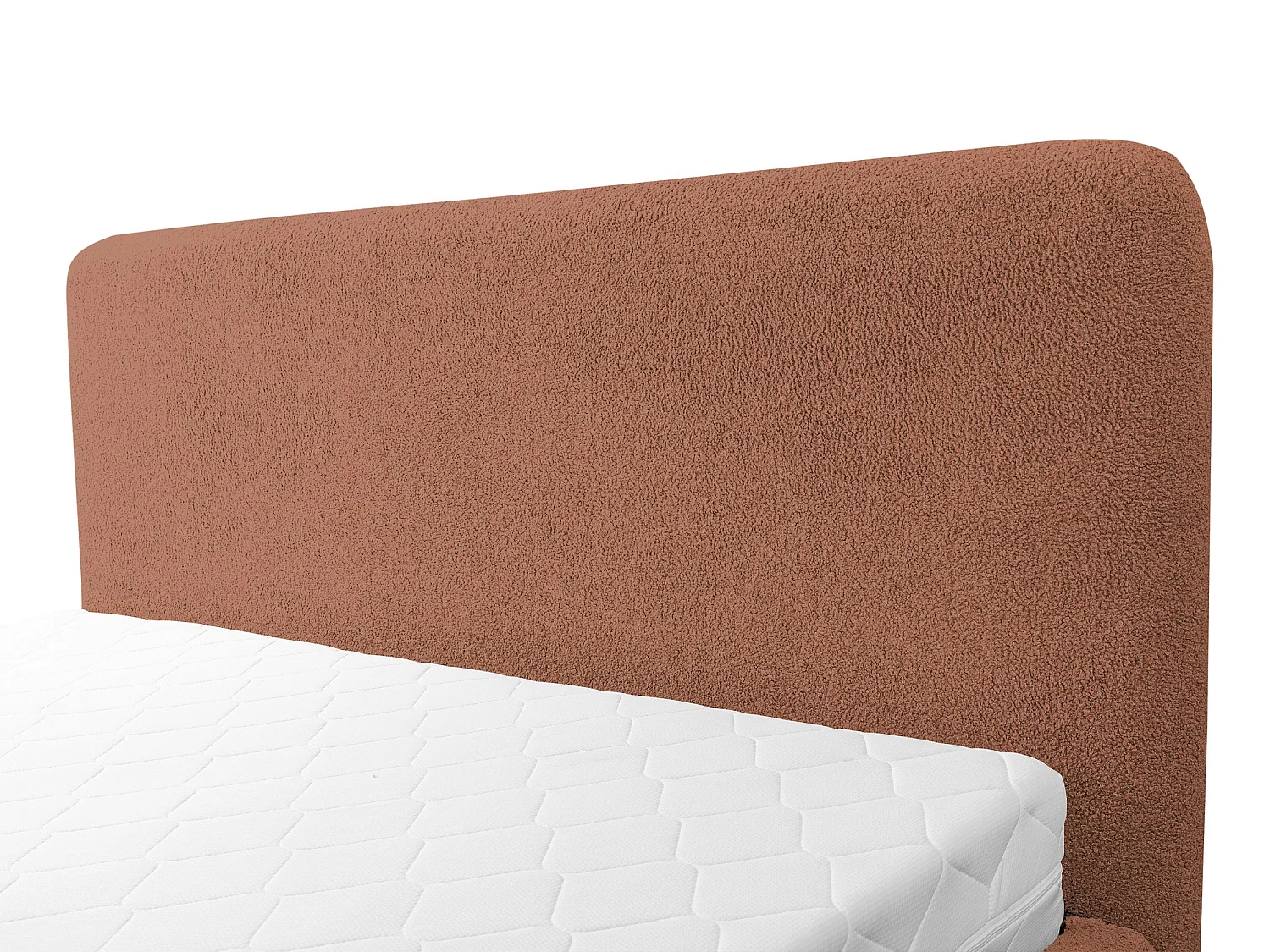 Lit rembourré avec rangement 177 x 223 - en Bouclé - terre cuite - MAKAPU