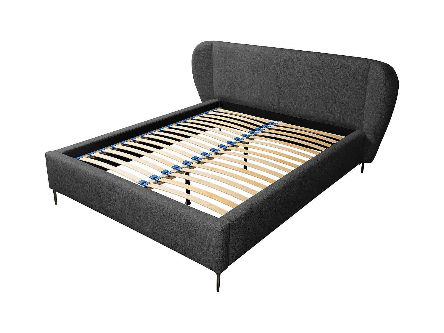 Lit rembourré avec rangement 248 x 224 - en Chenille - gris clair - MAKANA