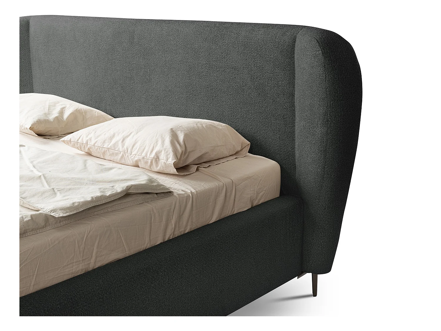 Lit rembourré avec rangement 248 x 224 - en Chenille - gris clair - MAKANA