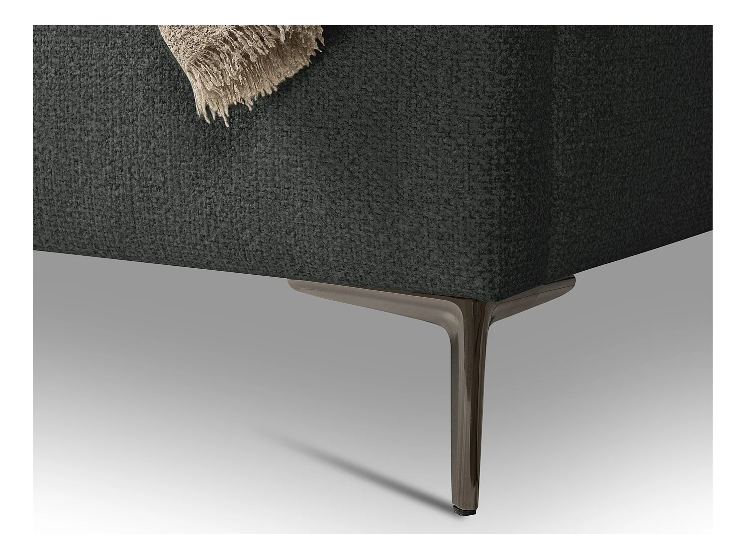 Lit rembourré avec rangement 248 x 224 - en Chenille - gris clair - MAKANA