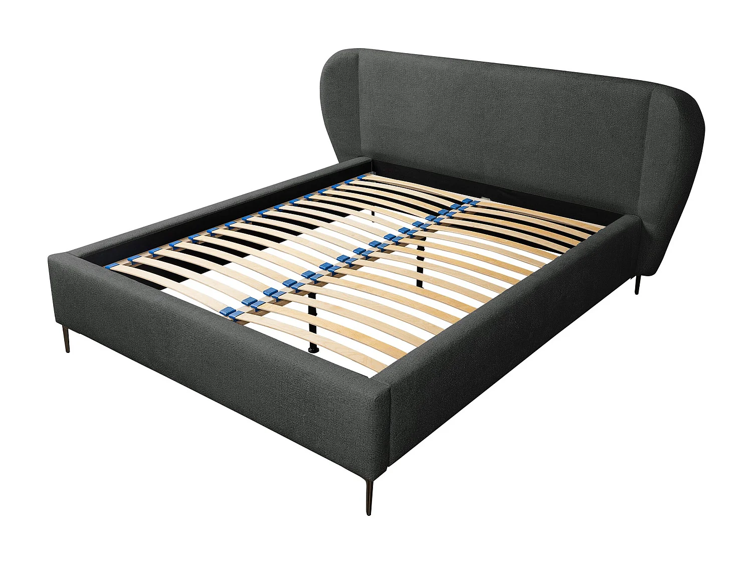 Lit rembourré avec rangement 248 x 224 - en Chenille - gris clair - MAKANA