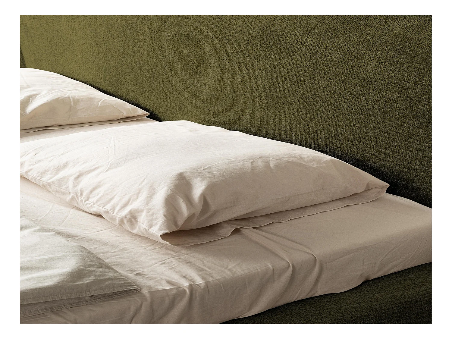 Lit rembourré avec rangement 208 x 224 - en Chenille - vert - MAKANA