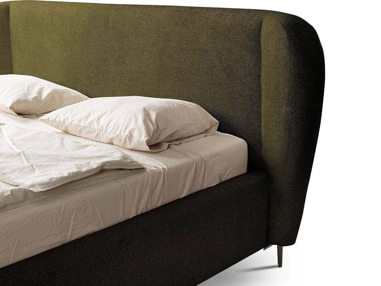 Lit rembourré avec rangement 208 x 224 - en Chenille - vert - MAKANA