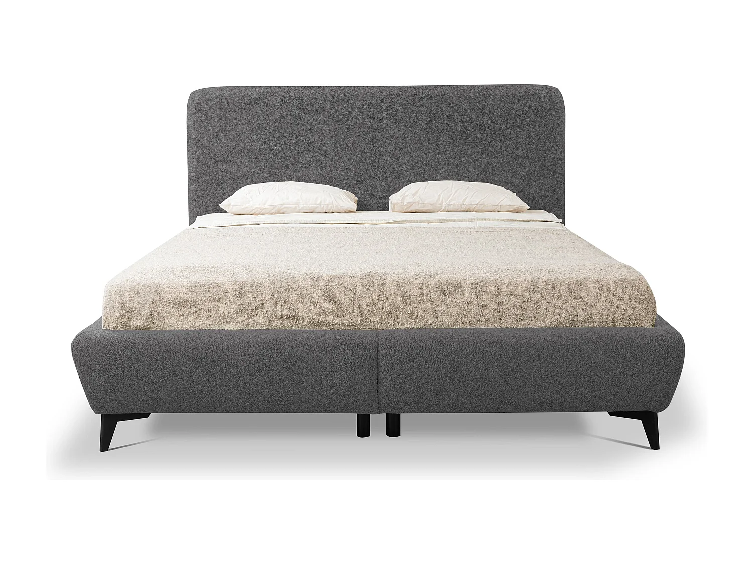 Lit rembourré avec rangement 177 x 223 - en Bouclé - gris foncé - MAKAPU